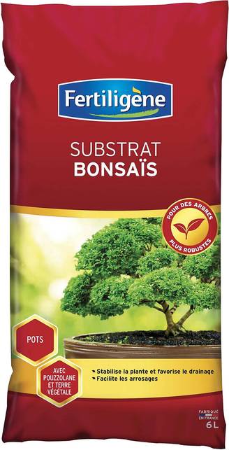 Fertiligène - Substrat bonsaï prêt à l'emploi terre végétale noire L.210 mm H.30 mm - Fertiligene