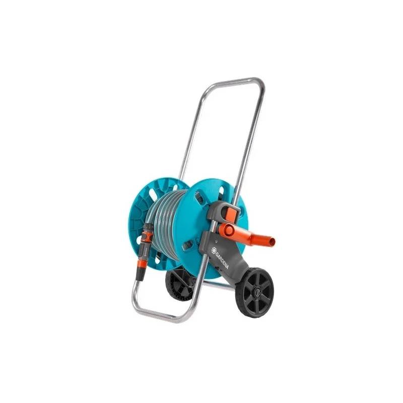 Gardena - Dévidoir de jardin Aquaroll S acier inoxydable avec tuyau L. 20 m – Gardena