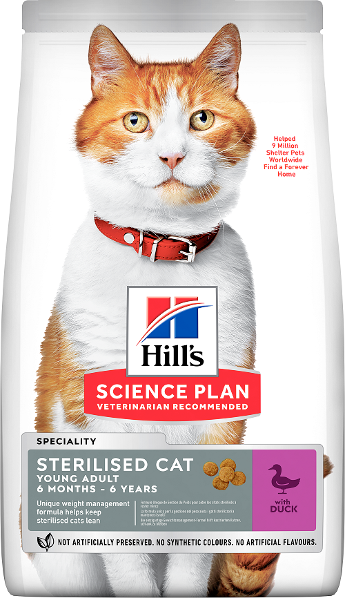 Science plan - Croquettes pour Chat  Sterilised Cat Canard 1,5kg - Science Plan Hill's - Image 1
