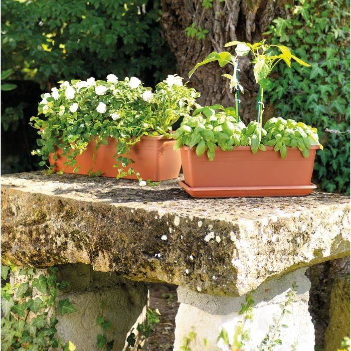 Jardinière Day R Cotto recyclat terre rouge L.60 cm H.14.5 cm - Deroma - Image 3