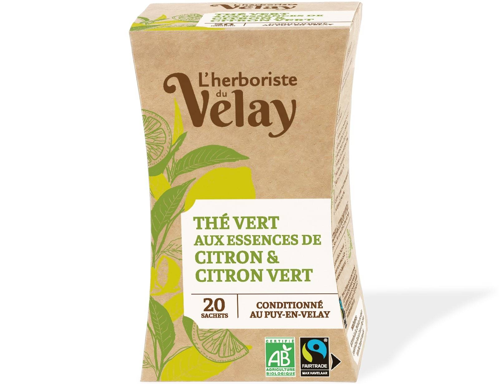 Herboriste du Velay - Thé vert BIO citron & citron vert x20 - L'Herboriste du Velay