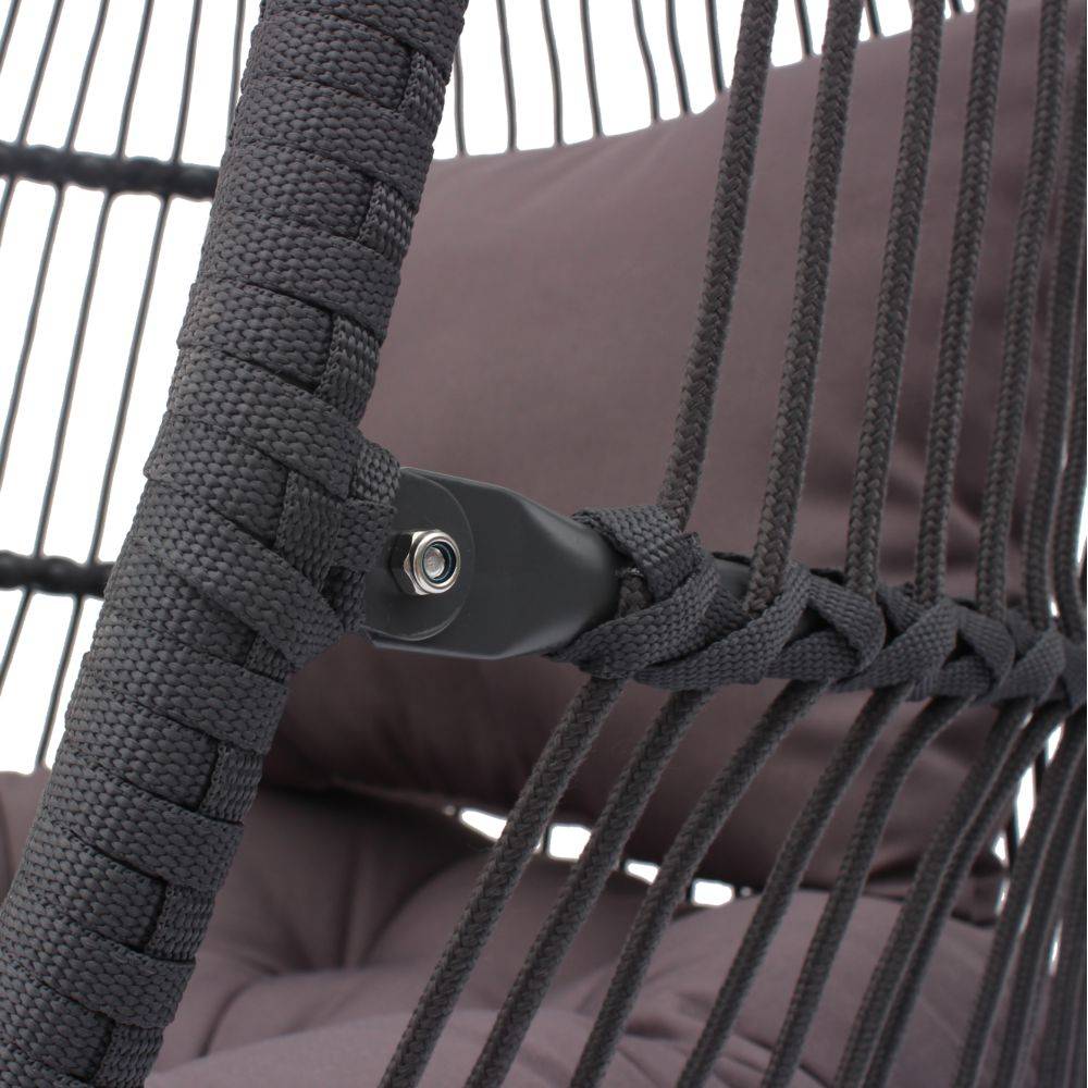 Ecloz - Fauteuil oeuf suspendu de jardin acier cordage anthracite Poket ECLOZ - Image 6