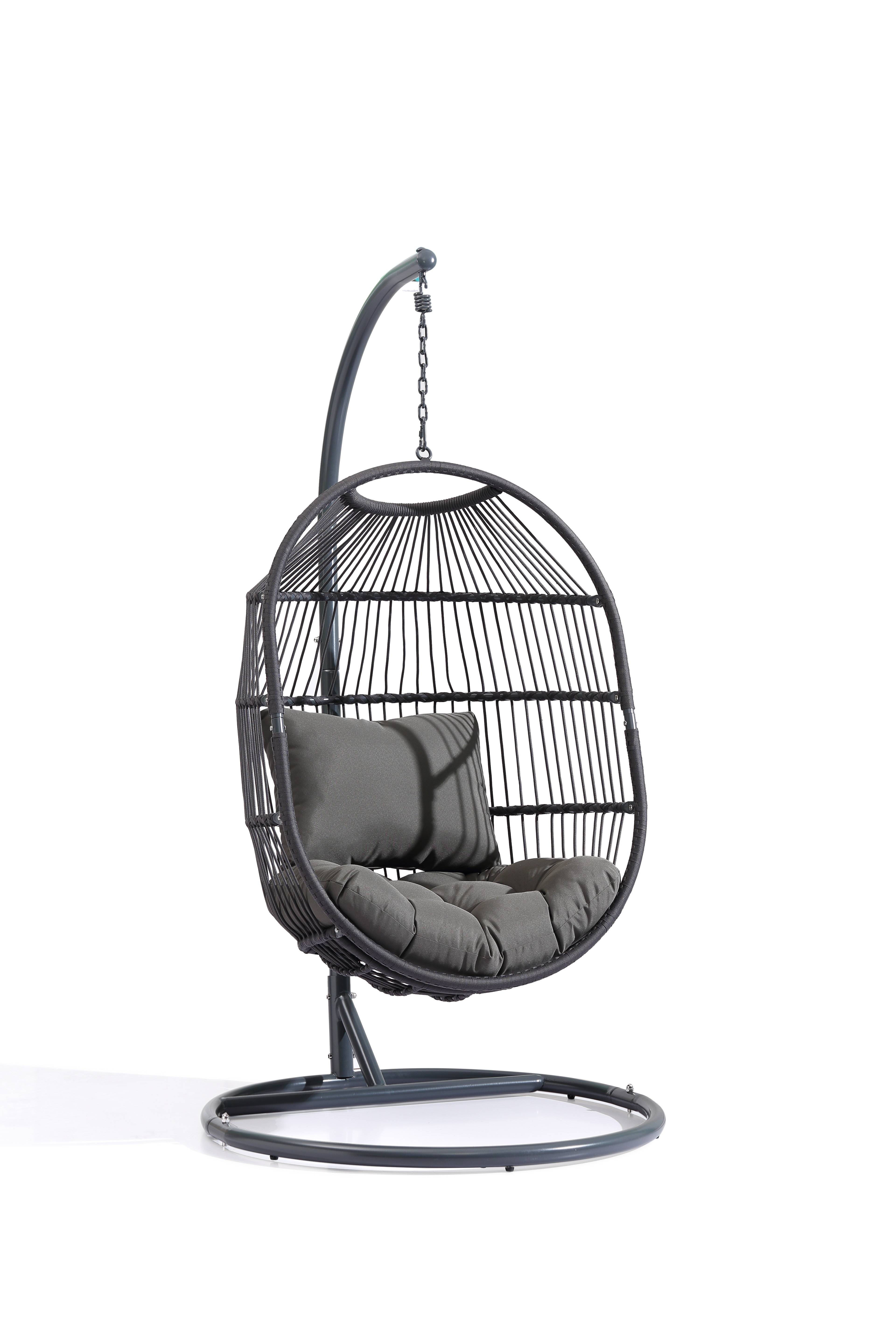 Ecloz - Fauteuil oeuf suspendu de jardin acier cordage anthracite Poket ECLOZ - Image 9