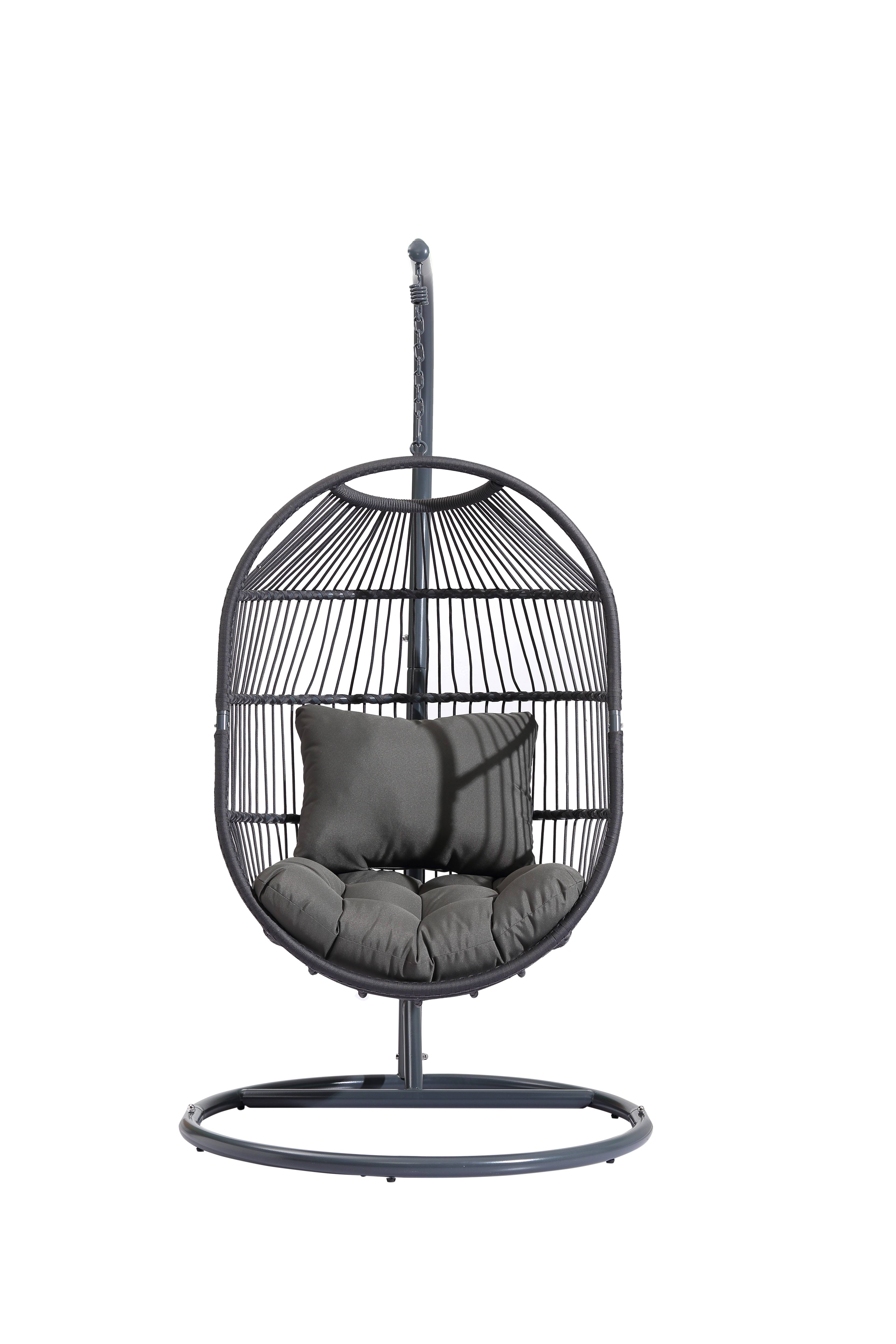 Ecloz - Fauteuil oeuf suspendu de jardin acier cordage anthracite Poket ECLOZ - Image 1