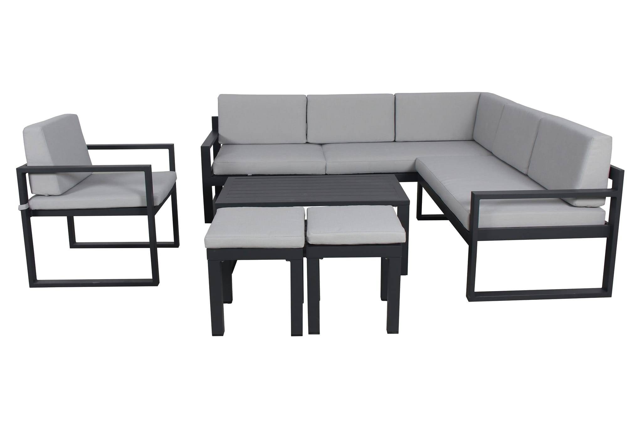 Ecloz - Salon de jardin aluminium anthracite et gris 8 personnes Miami ECLOZ - Image 5