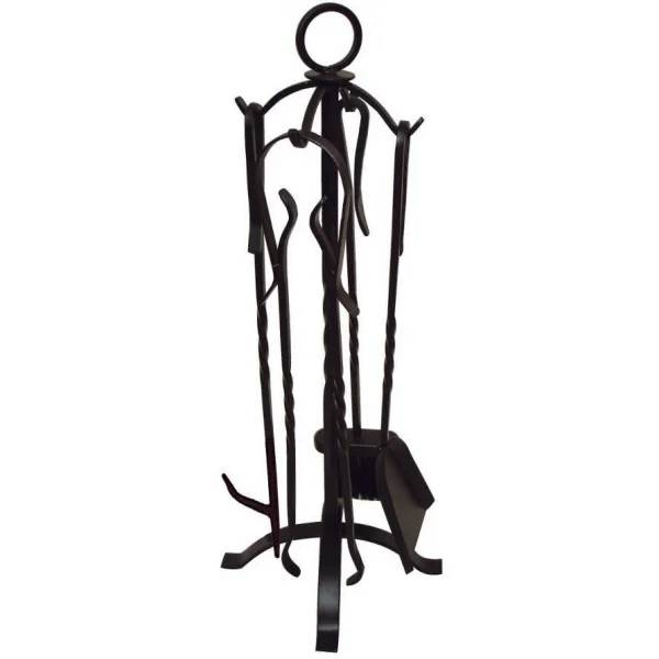 Serviteur de cheminée fer forgé noir H 65 cm – AUBRY GASPARD - Image 1