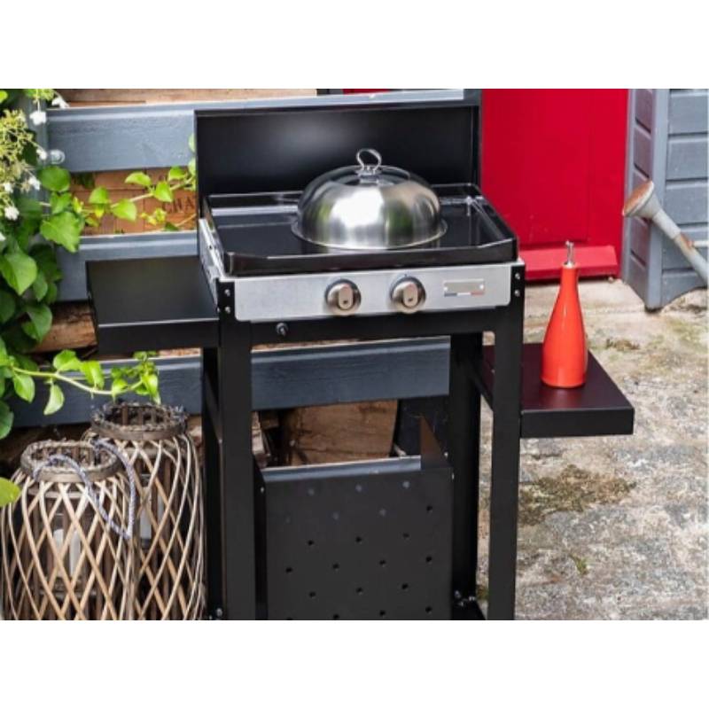 Le Marquier - Plancha gaz 2 feux sur chariot inox noir Française 250 Duo Le Marquier - Image 6