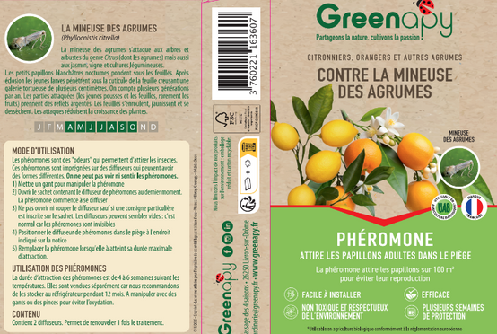 Greenapy - Phéromone Mineuse des agrumes Phyllocnistis citrella boîte de 2 capsules - Greenapy - Image 1