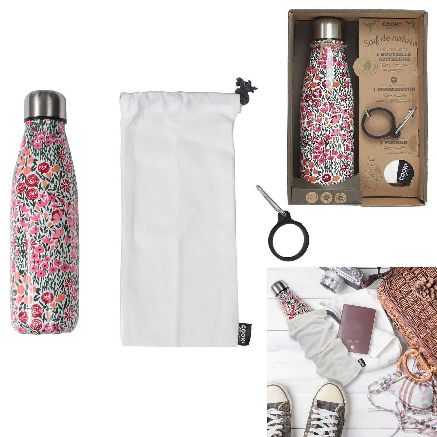 Coffret Bouteille Isotherme Fleurie – M8