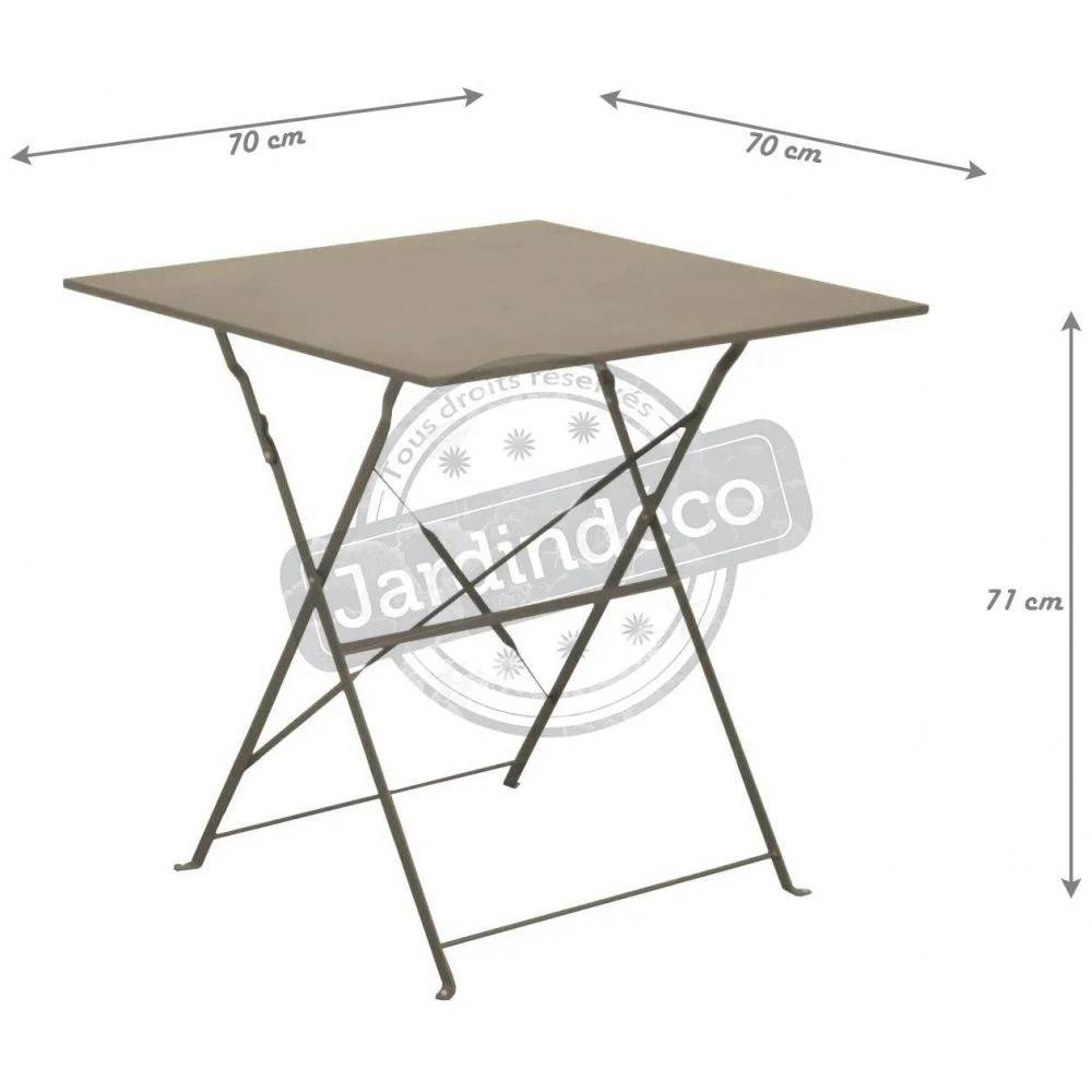 Pro Loisirs - Table de jardin carré pliante acier mastic 2 personnes Cuba Proloisirs - Image 4
