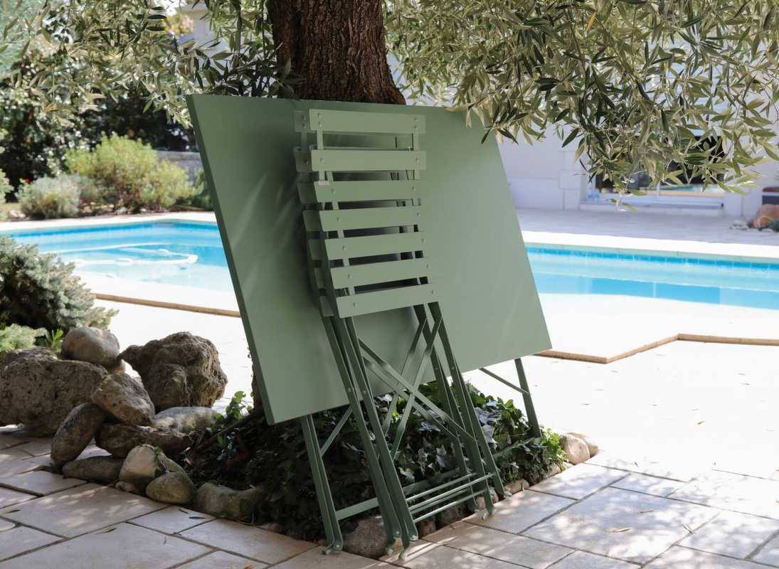 Pro Loisirs - Table de Jardin Acier Amande L.110 x l.70 x H.71 cm - PROLOISIRS - Image 4