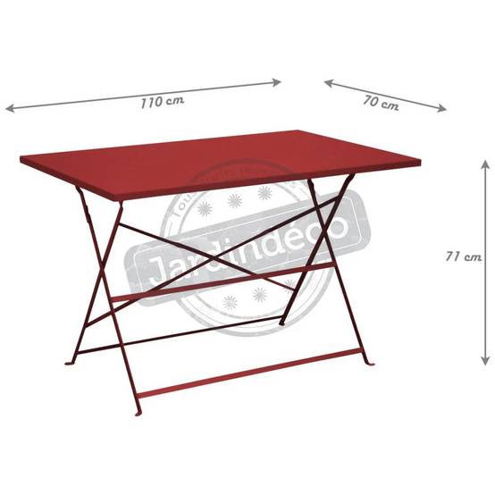 Pro Loisirs - Table de jardin rectangulaire pliante acier rouge 4 personnes Cuba Proloisirs - Image 3