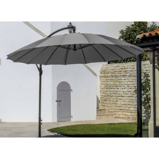 Parasol déporté inclinable Pagode aluminium Ø300 cm gris - Image 6