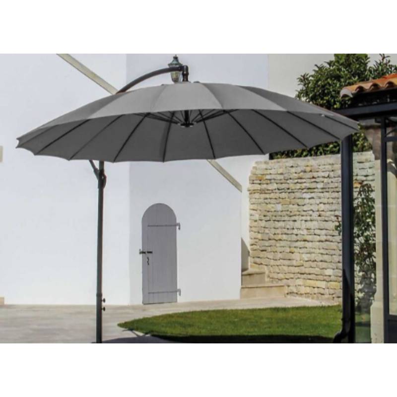 Parasol déporté inclinable Pagode aluminium Ø300 cm gris - Image 6