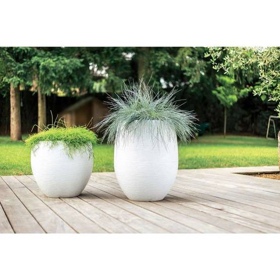 EDA Plastiques - Pot de Fleur Rond Plastique Blanc Cérusé Ø 50 x H 60 cm 53 L - EDA - Image 9