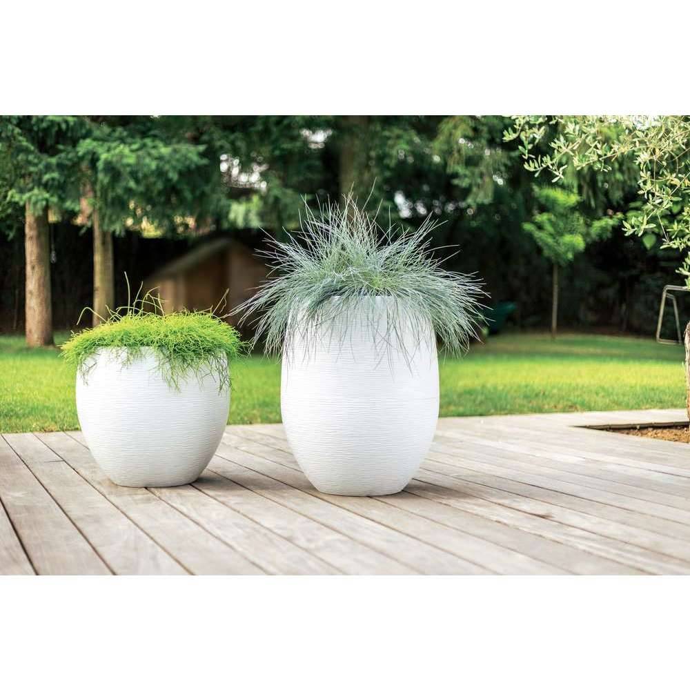 EDA Plastiques - Pot de Fleur Rond Plastique Blanc Cérusé Ø 50 x H 60 cm 53 L - EDA - Image 9