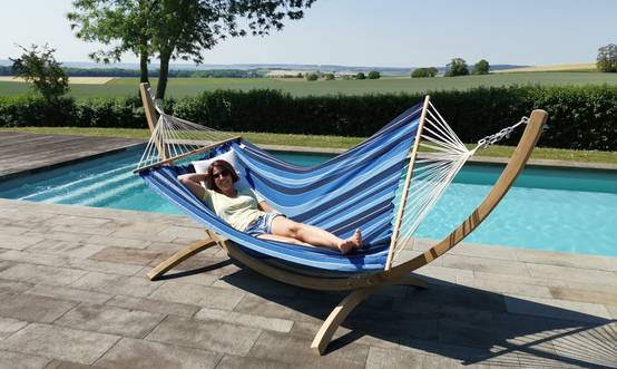 Jobek - Set Hamac Bois Eskapade Bleu Saphir L.300 x l.120 x H.128 cm - Image 3