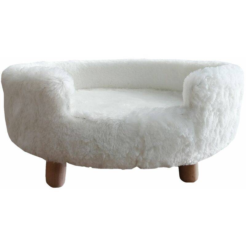 Canapé sofa fourrure synthétique blanc 43x20 - CATS FASH