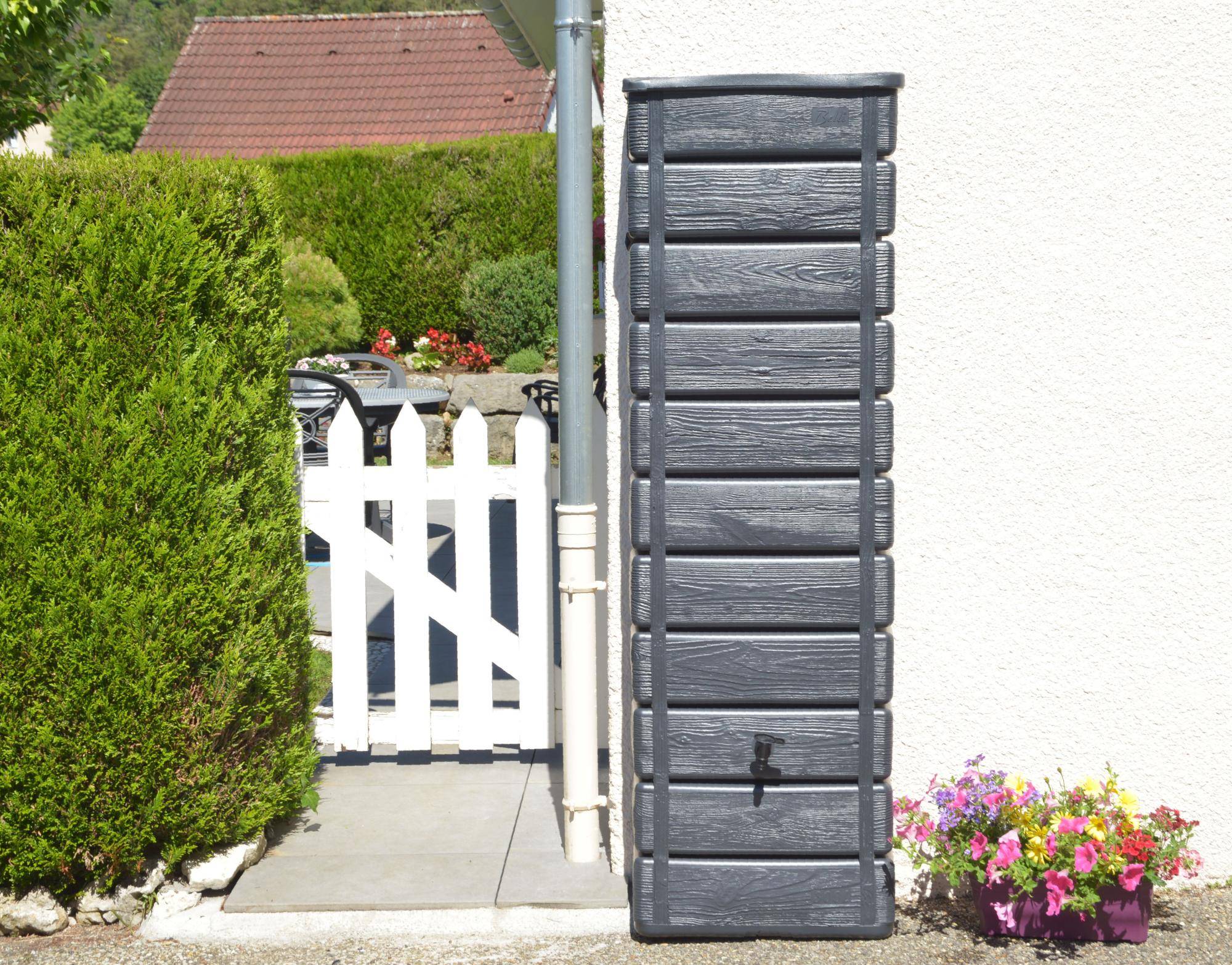 Belli - Récupérateur d'eau de pluie 300L mural collecteur inclus imitation bois - BELLI
