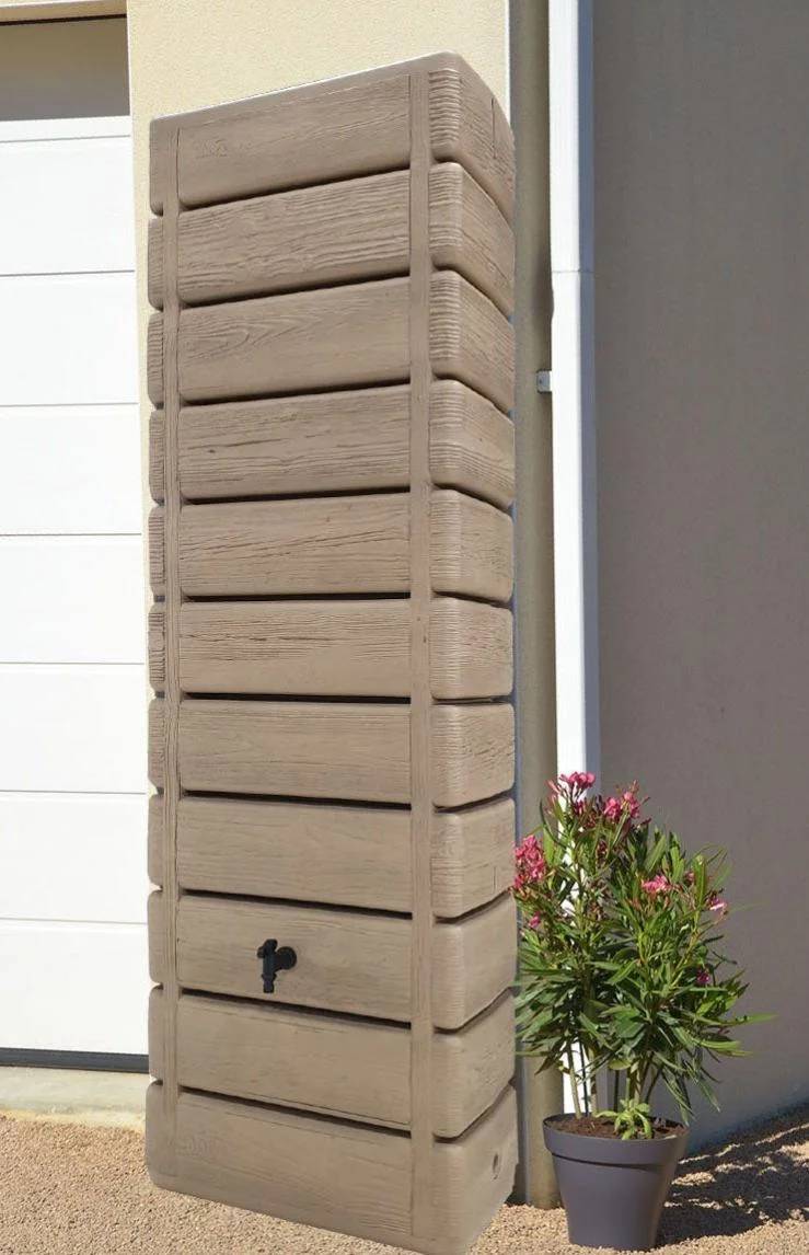 Belli - Récupérateur d'eau de pluie 300L mural collecteur inclus imitation bois clair - BELLI - Image 1