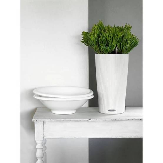 Pot rond Cilindro color plastique blanc Ø23xH.41 cm - Lechuza - Image 1
