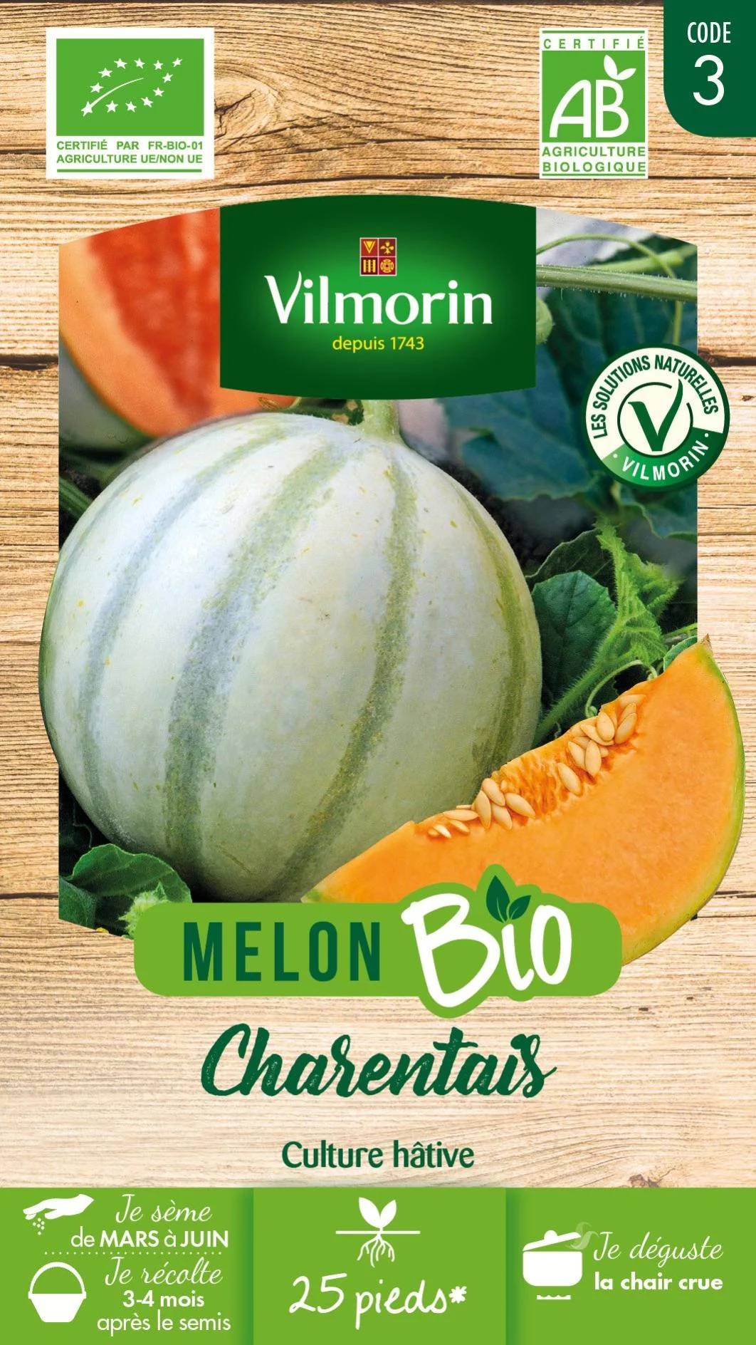 Vilmorin - Melon Charentais Bio série 3 sachet graines 2 g - Vilmorin - Image 1