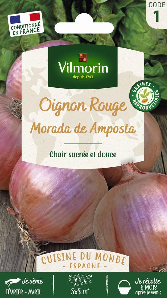 Vilmorin - Oignon Rouge Morada de Amposta serie 1 sachet graines 5 g - Vilmorin - Image 1