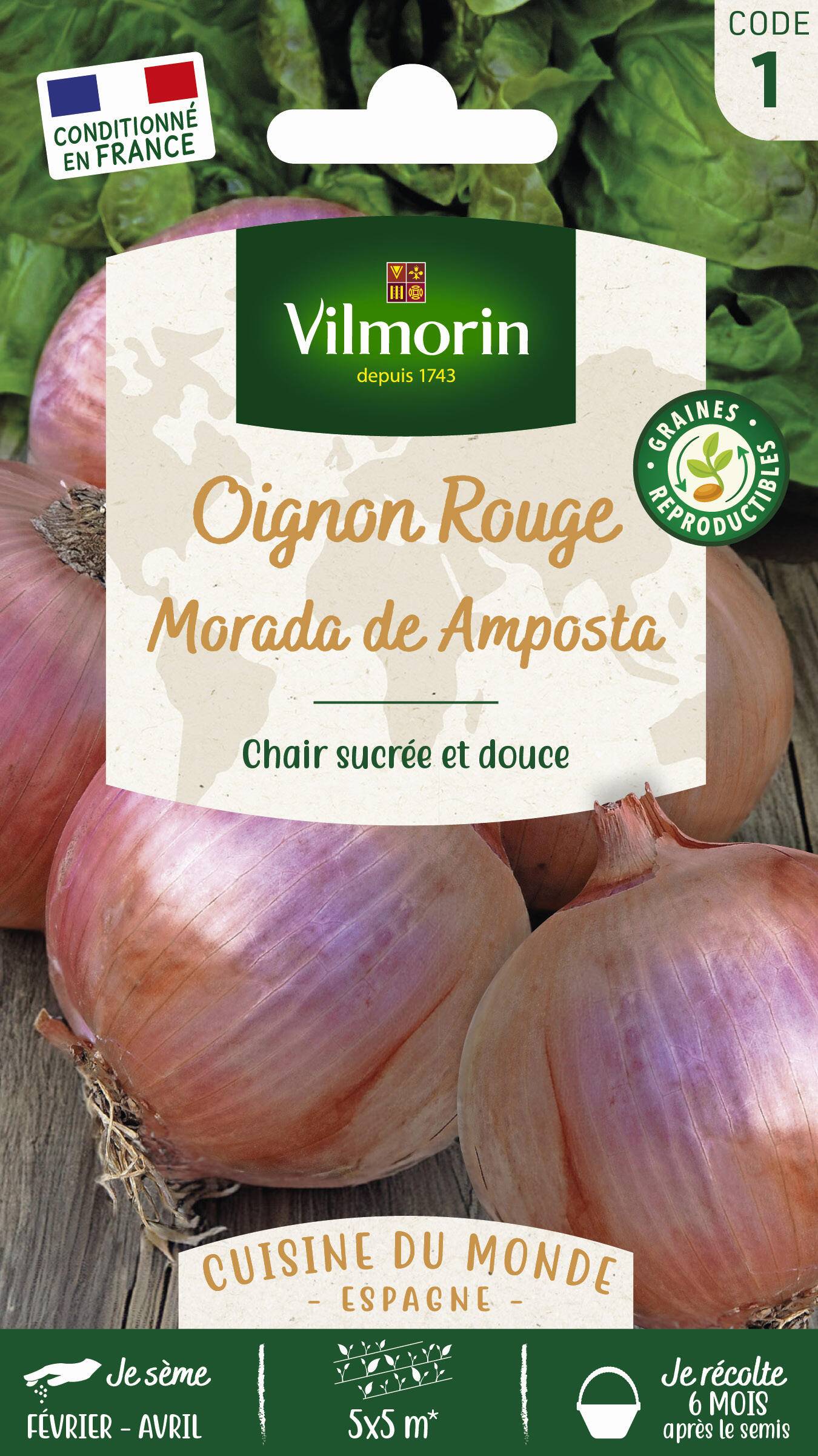 Vilmorin - Oignon Rouge Morada de Amposta  serie 1 sachet graines 5 g - Vilmorin - Image 1