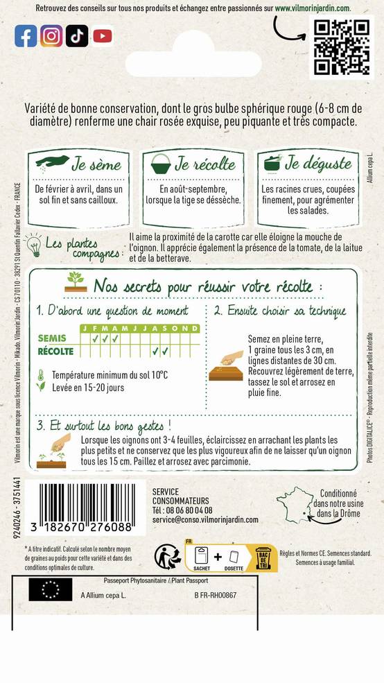 Vilmorin - Oignon Rouge Morada de Amposta serie 1 sachet graines 5 g - Vilmorin - Image 4