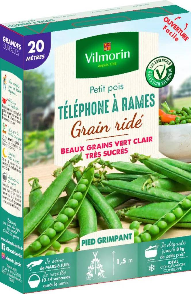 Vilmorin - Pois Grimpant à Grain Ridé Téléphone à Rames serie 20M boîte graines 194 g - Vilmorin - Image 1