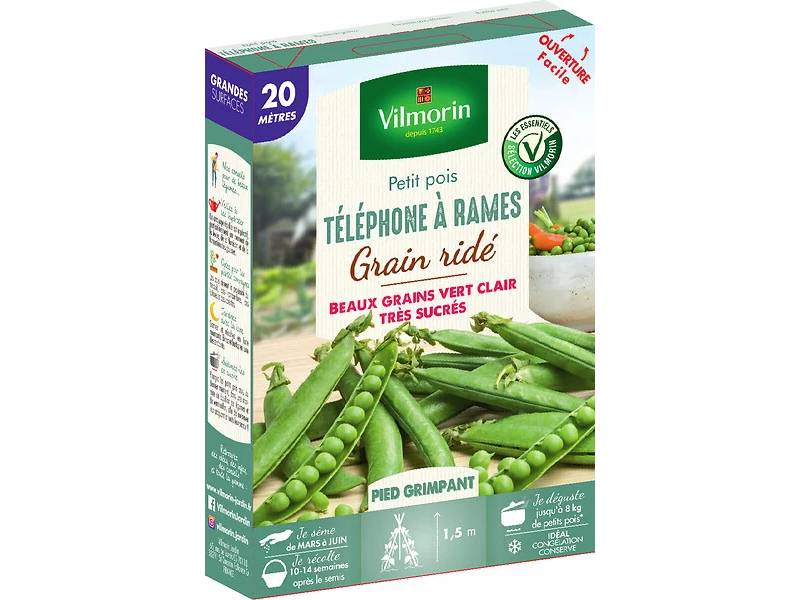 Vilmorin - Pois Grimpant à Grain Ridé Téléphone à Rames serie 20M boîte graines 194 g - Vilmorin - Image 3