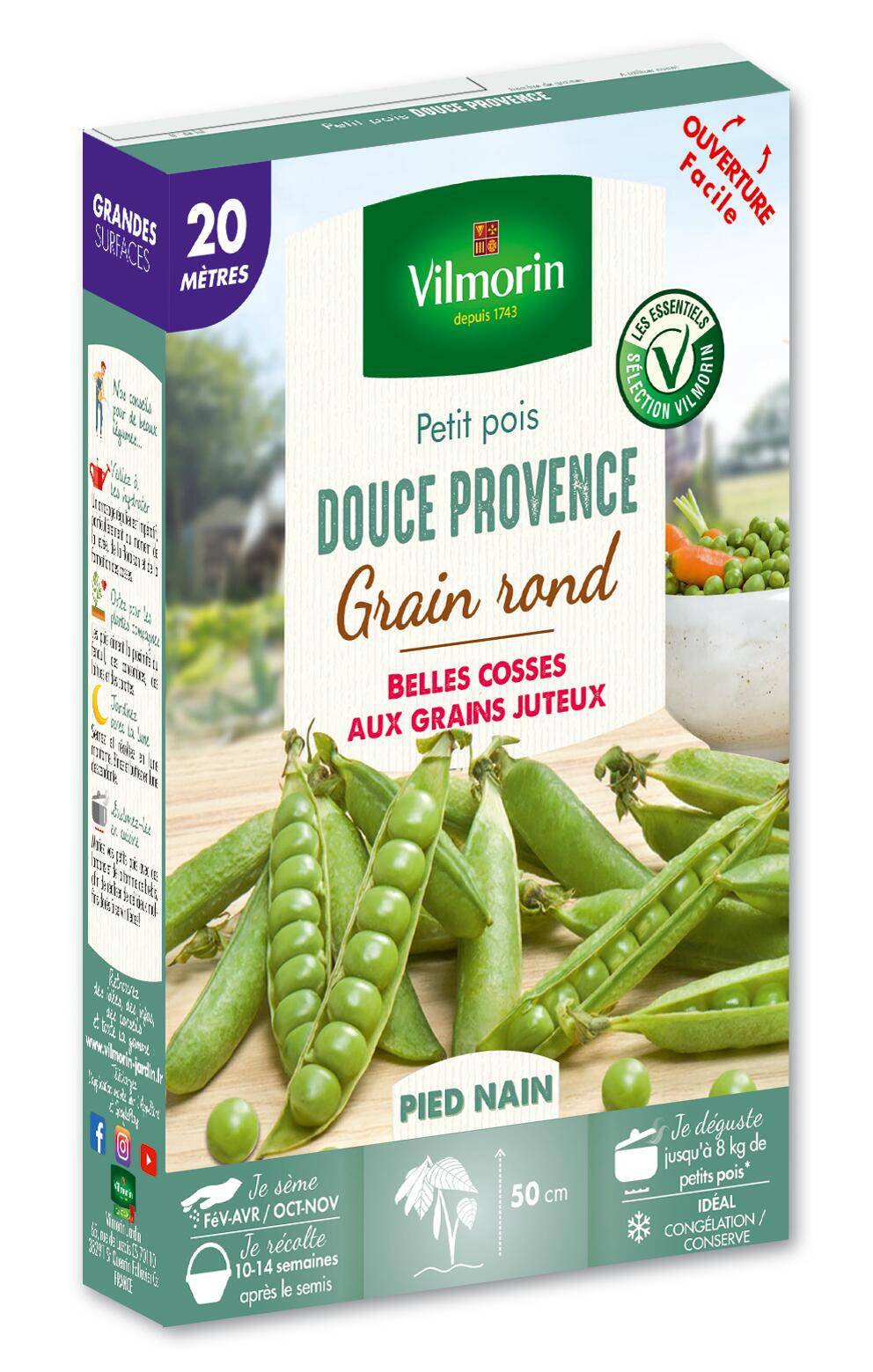 Vilmorin - Pois Douce Provence série 20m sachet graines 246 g - Vilmorin - Image 1