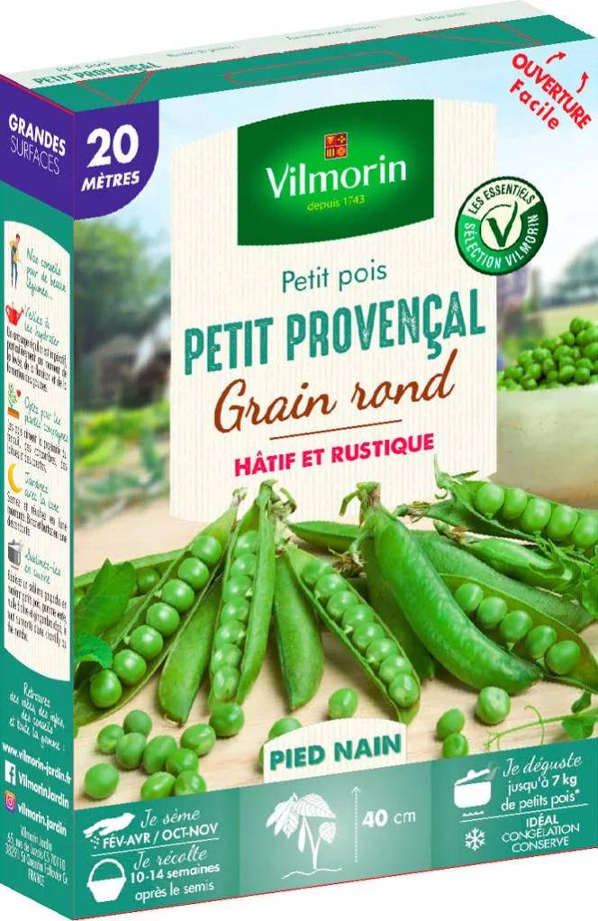 Vilmorin - Pois Petit Provençal série 20m sachet graines 246 g - Vilmorin