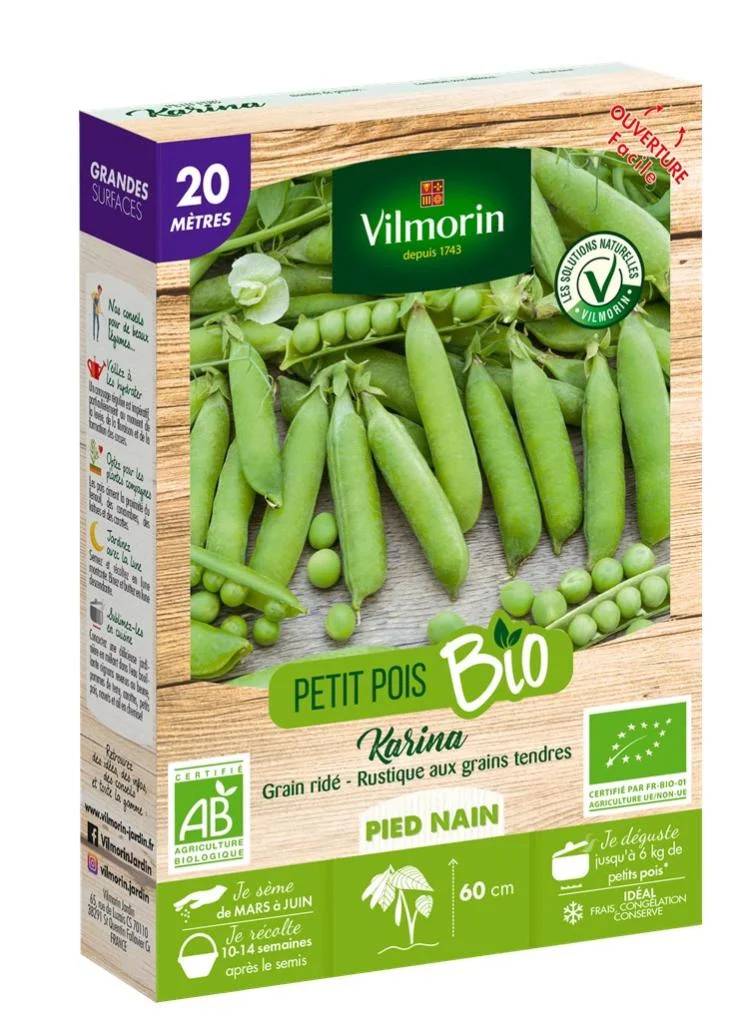 Vilmorin - Pois Nain à Grain Ridé Karina Bio serie 20M boîte graines 192 g - Vilmorin - Image 1