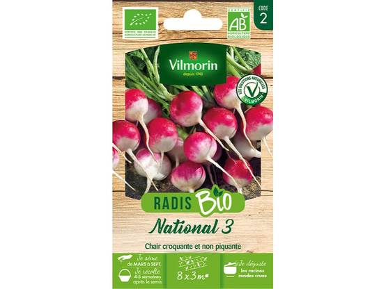 Vilmorin - Radis National 3 Bio série 2 sachet graines 8 g - Vilmorin - Image 1