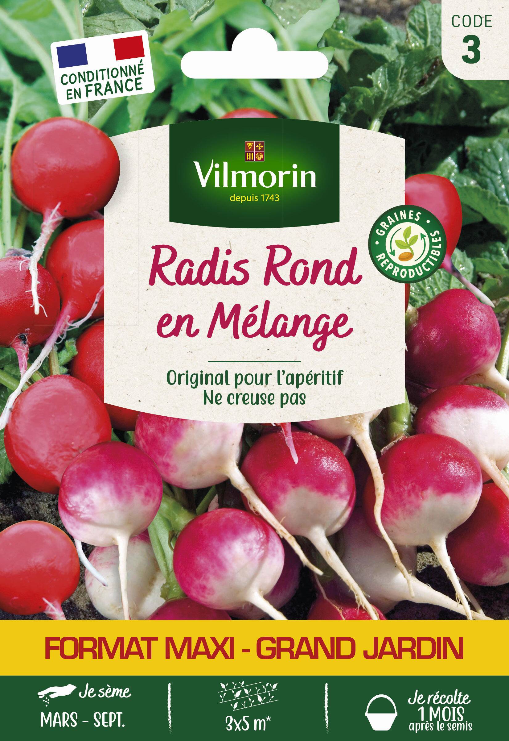 Vilmorin - Radis en mélange grand modèle série 3 sachet graines 20 g - Vilmorin - Image 1