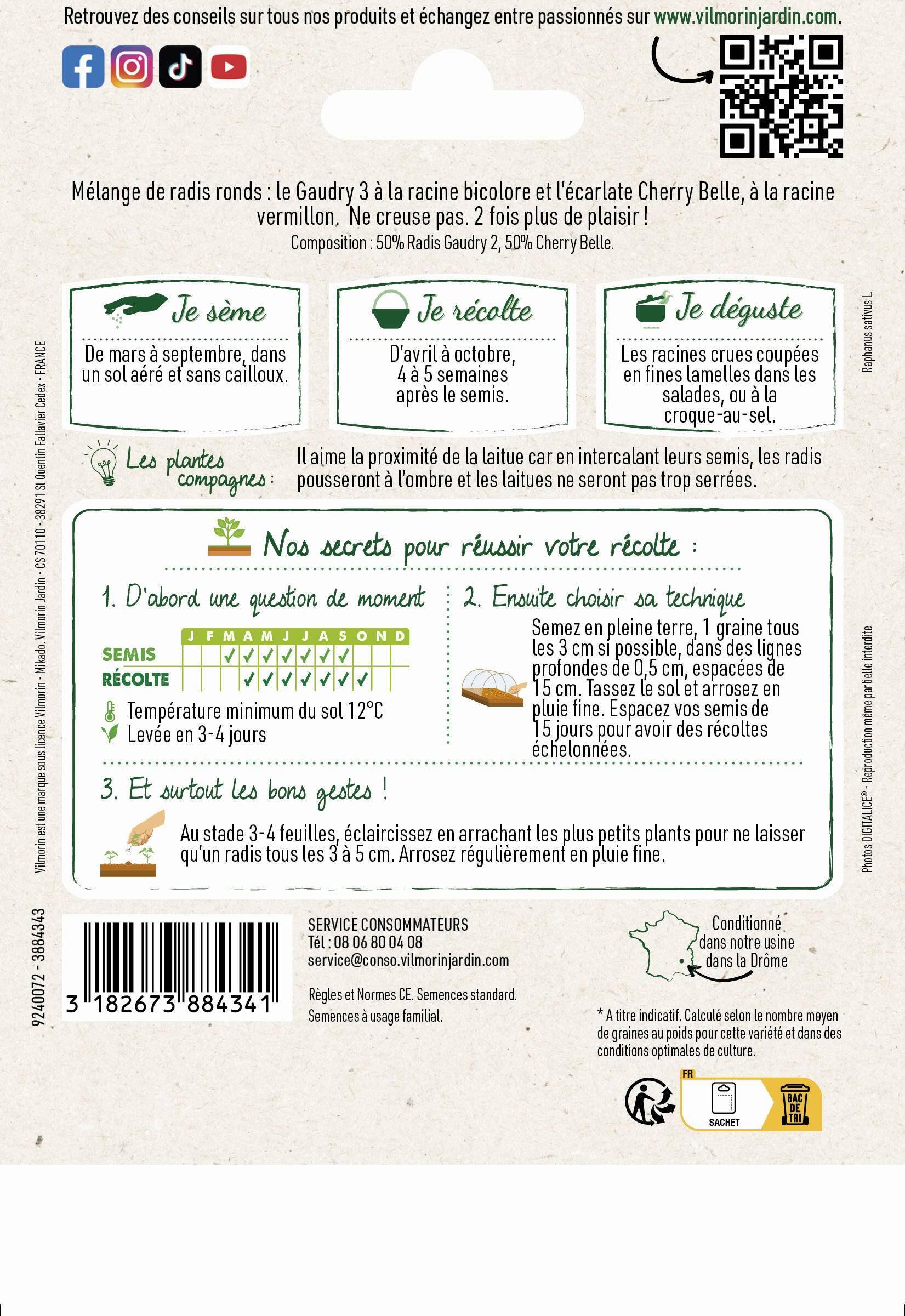 Vilmorin - Radis en mélange grand modèle série 3 sachet graines 20 g - Vilmorin - Image 2