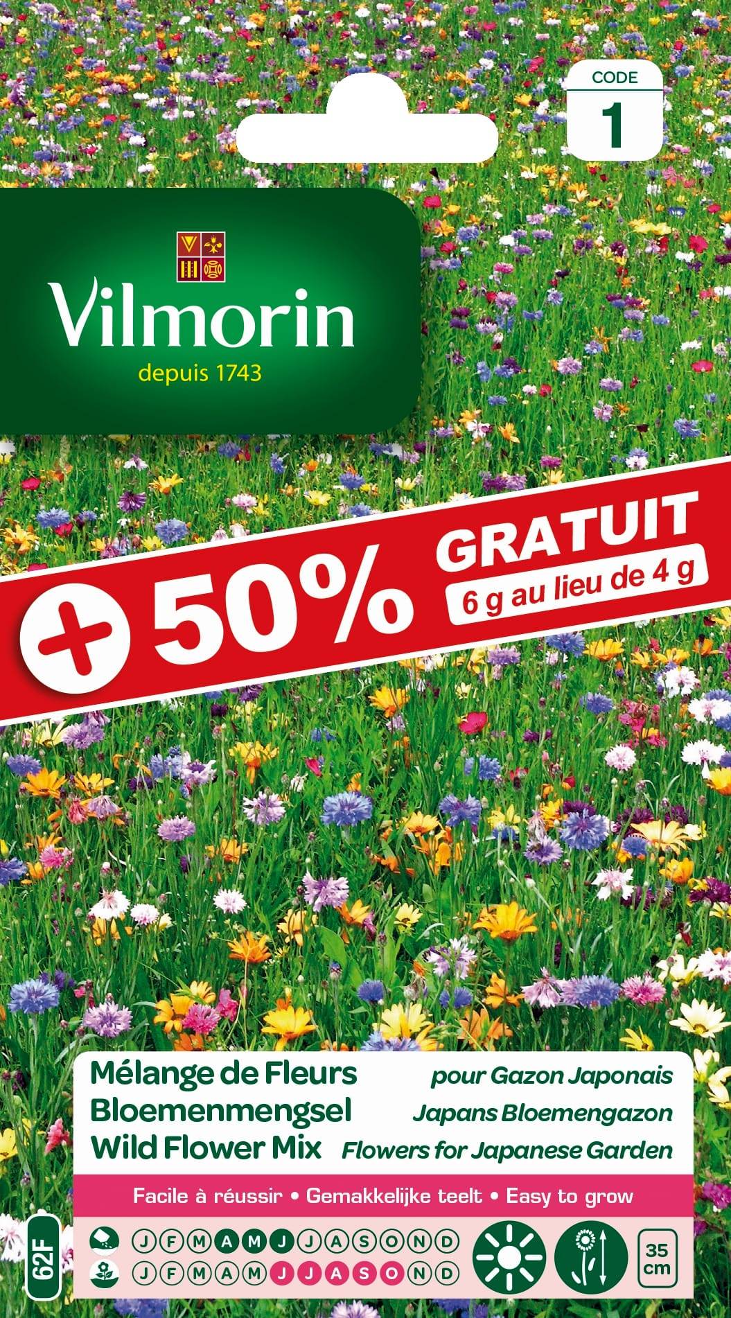 Vilmorin - Sachet Graines Mélange De Fleurs Pour Gazon Japonais - VILMORIN - Image 1