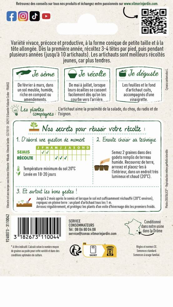 Vilmorin - Artichaut violet de Provence série 2 sachet graines 2 g - Vilmorin - Image 4