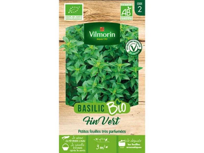 Vilmorin - Basilic Fin Vert Bio serie 2 sachet graines 1 g - Vilmorin - Image 2