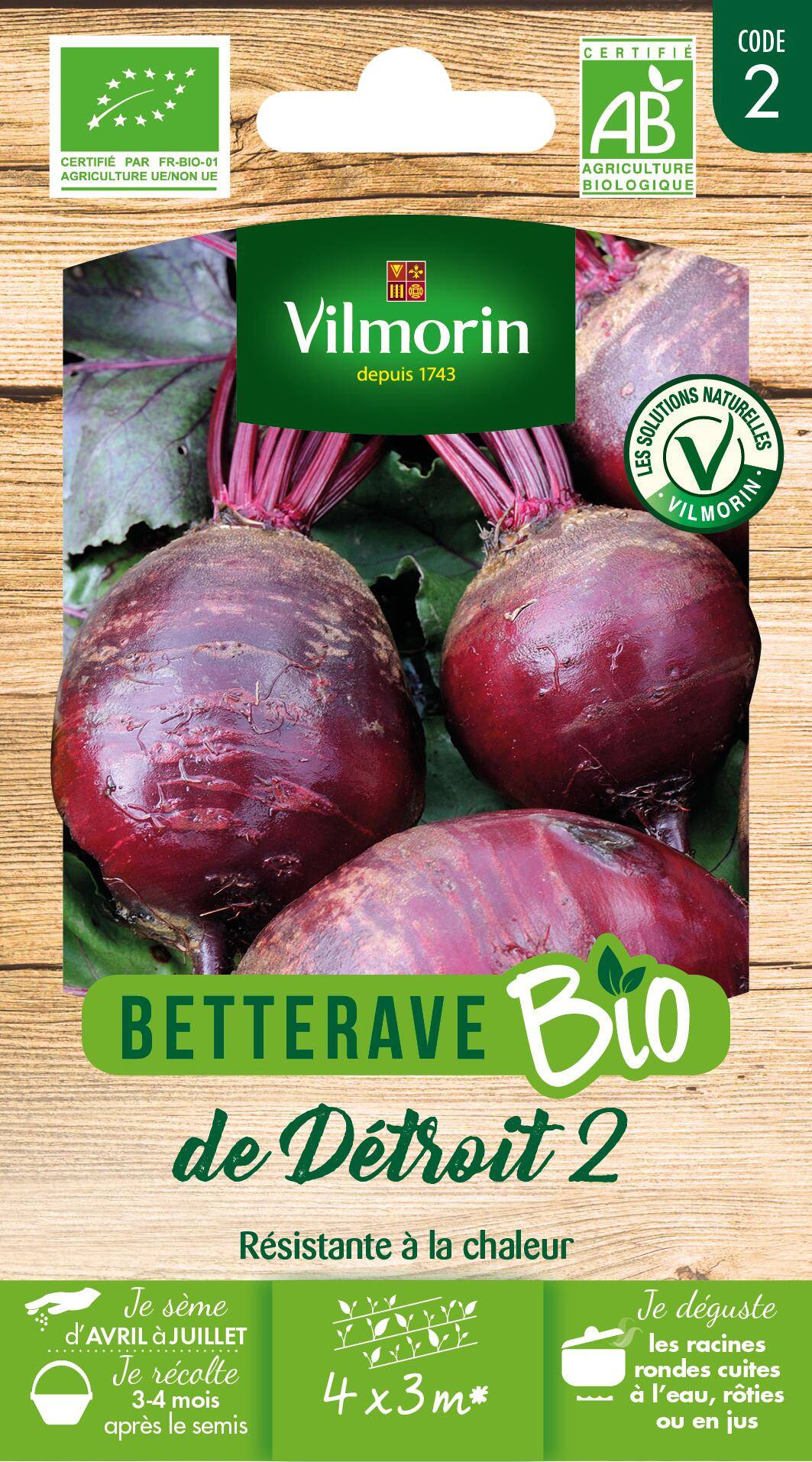 Vilmorin - Betterave potagère de Détroit 2 Bio série 2 sachet graines 5 g - Vilmorin - Image 1