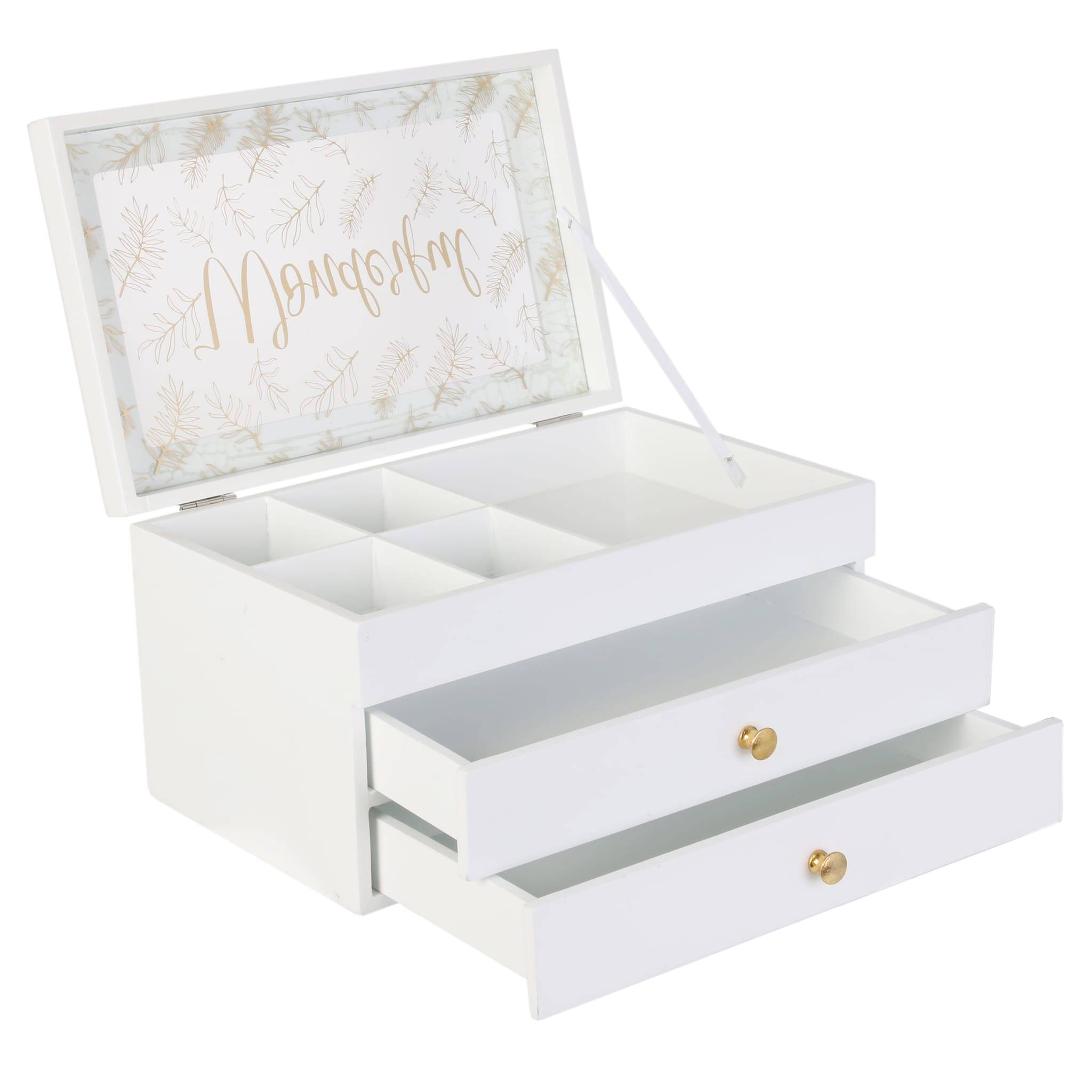 Boite à bijoux rangement Blanc - L.24 x l.15 x H.13 cm - Image 1