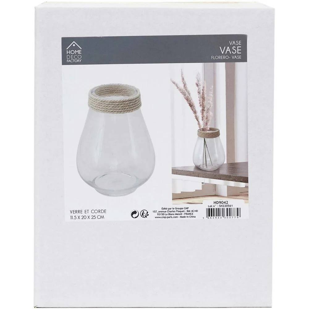 Vase Verre Cordage Transparent H 25 cm L 11,50 cm P 20 cm - THE HOME DECO FACTORY - Image 4