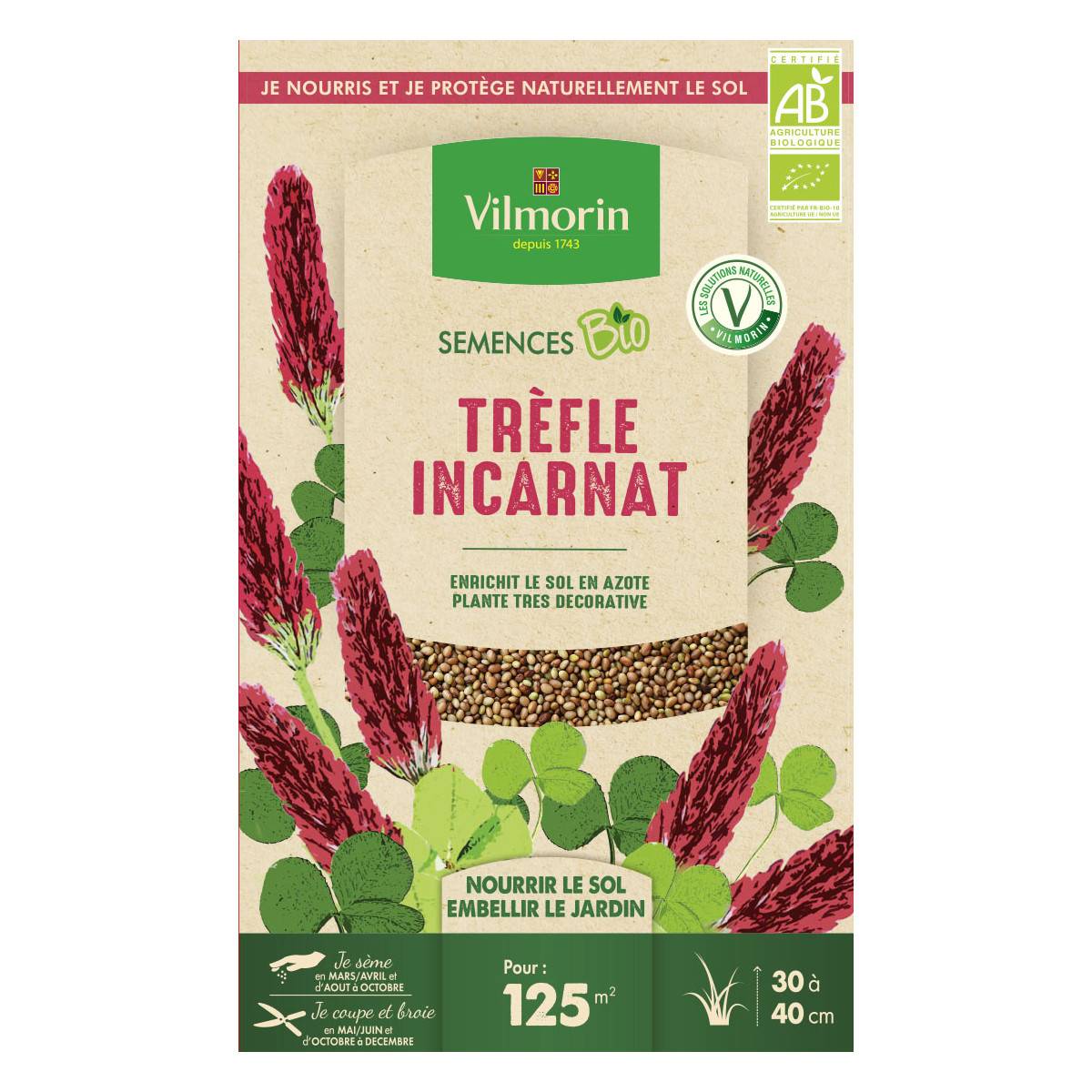 Graines de trèfle incarnat bio végétal rouge P.375 g - Vilmorin - Image 2