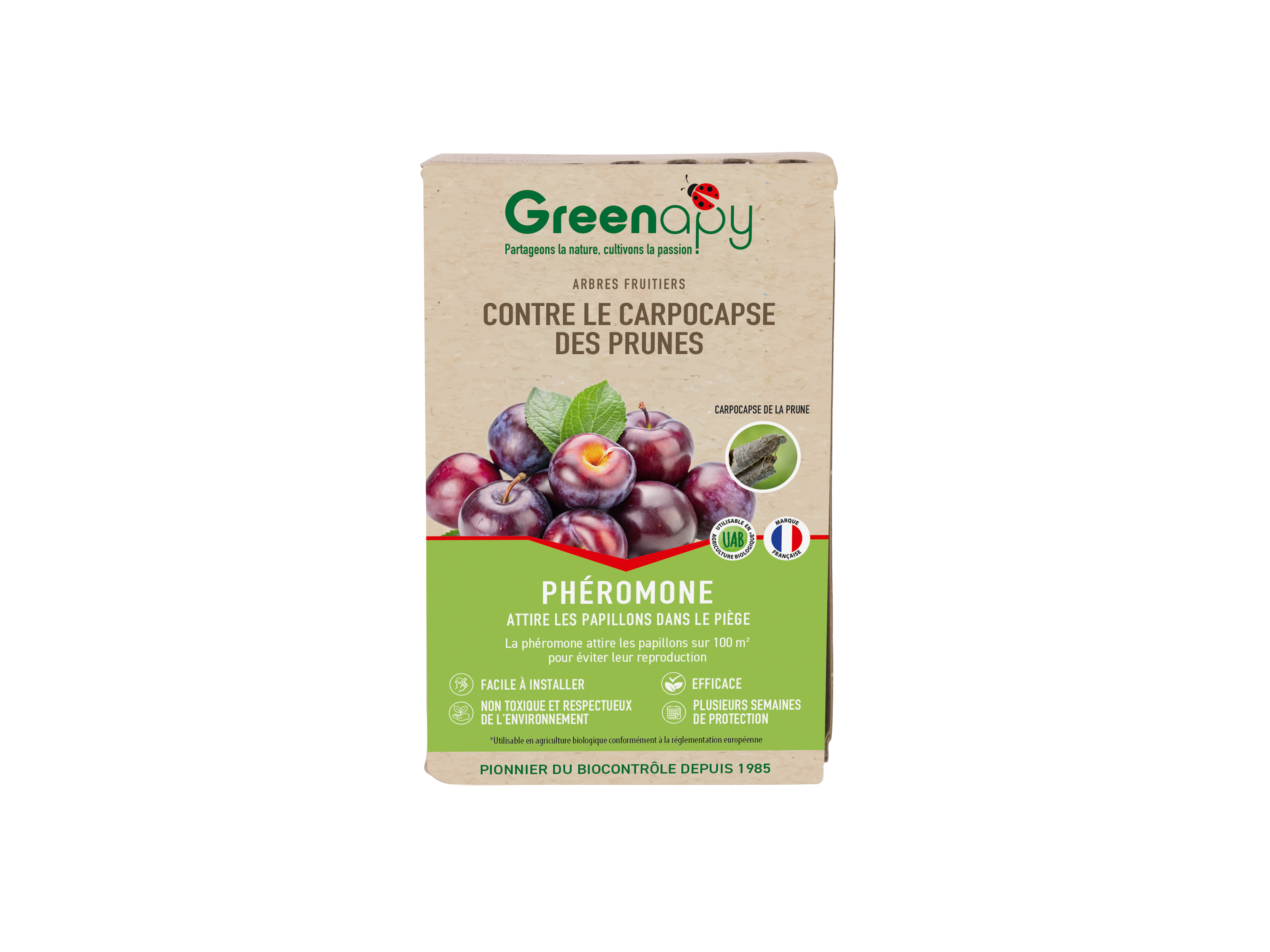 Greenapy - Phéromone Carpocapse des prunes Cydia funebrana boîte de 2 capsules - Greenapy