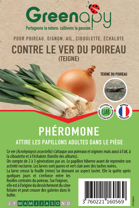 Greenapy - Phéromone teigne du poireau Acrolepiopsis assectella boîte de 2 capsules - Greenapy - Image 1