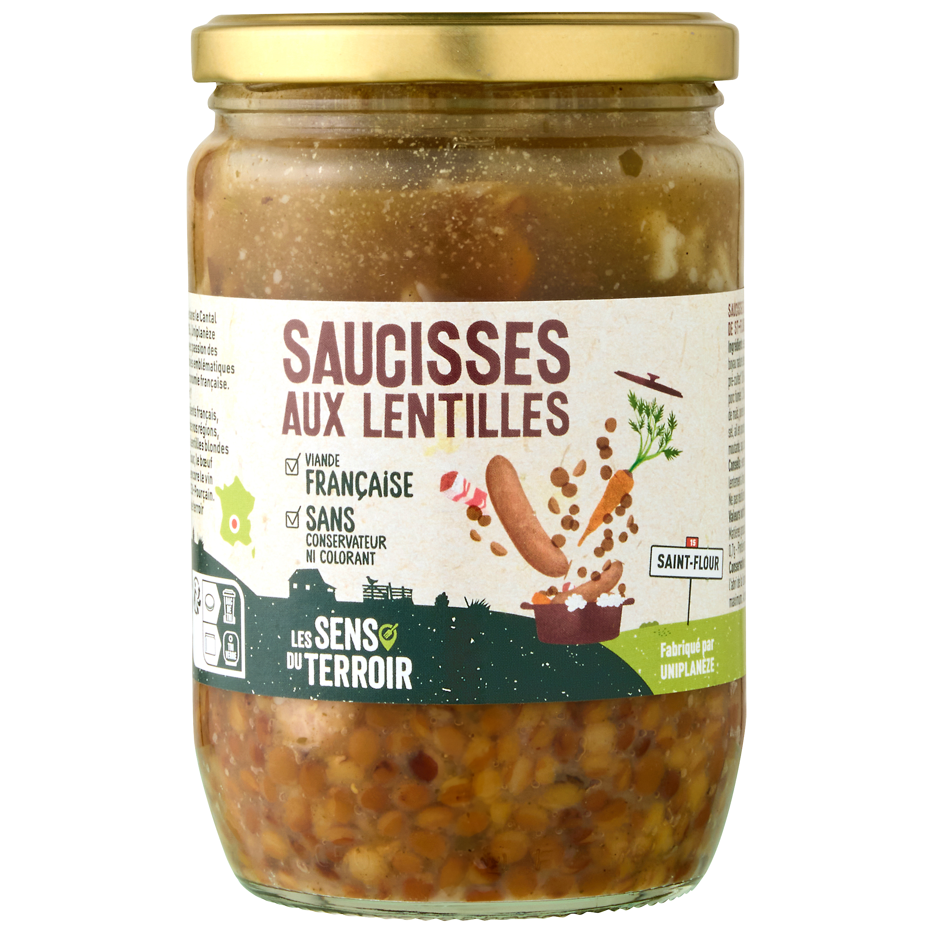 Les Sens du Terroir - Saucisses lentilles blondes 580 g - Les Sens du Terroir