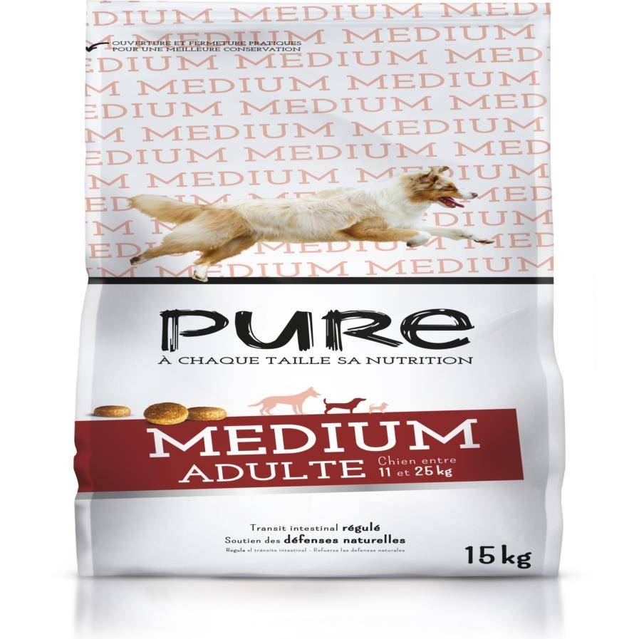 Pure - Croquettes chien taille moyenne Medium Adulte 15kg - Pure Family