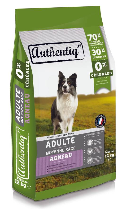 Authentiq - Croquettes chien de moyenne taille à l'agneau 12 kg - AUTHENTIQ'