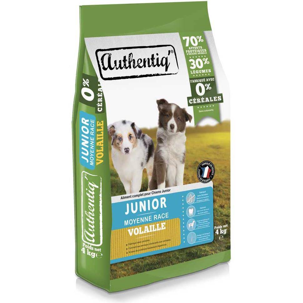 Authentiq - Croquettes pour Chiot de Moyenne Taille à la Volaille AUTHENTIQ' 4kg